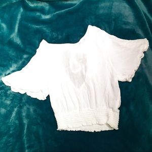 NWOT F21 Smocked Gauze Crop Top White Medium